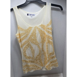 Women's Jennifer Lopez White Gold Sequin Tank Top S